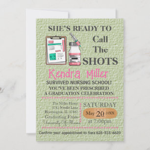 She’s Ready To Call The Shots Nursing Graduation Invitation