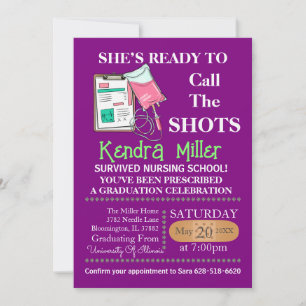 She’s Ready To Call The Shots Nursing Graduation Invitation