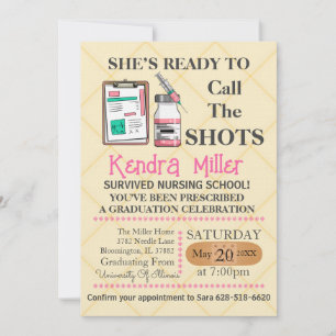 She’s Ready To Call The Shots Nursing Graduation Invitation