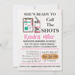 She’s Ready To Call The Shots Nursing Graduation Invitation