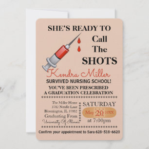 She’s Ready To Call The Shots Nursing Graduation Invitation