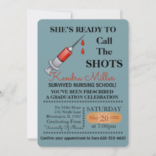 She’s Ready To Call The Shots Nursing Graduation Invitation