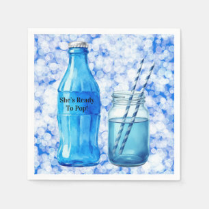 She’s Ready To Pop Blue Boy Baby Shower Napkin