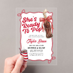 She’s Ready to Pop Cola Bottle Baby Shower  Acrylic Invitations