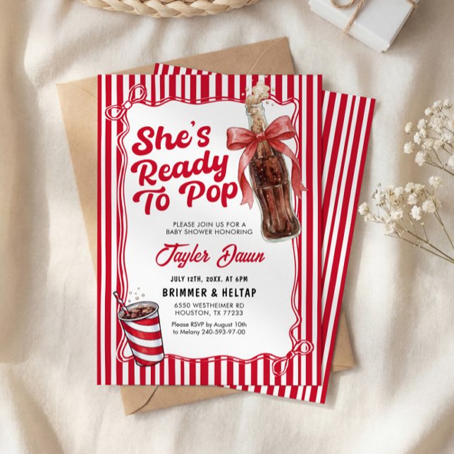 She’s Ready to Pop Cola Bottle Baby Shower  Invitation (Creator Uploaded)