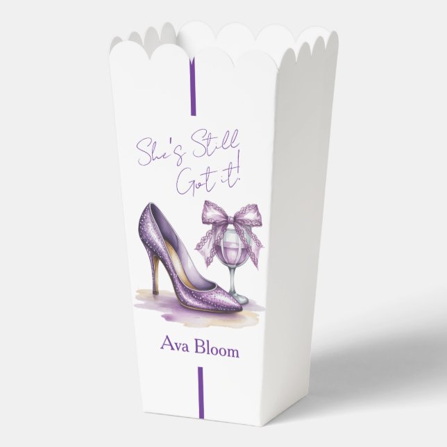 She’s Still Got It Purple High Heel Birthday Party Favour Box (Front)