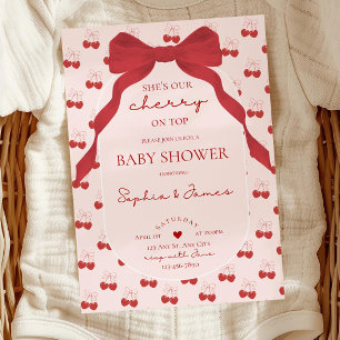 She’s the cherry on top baby shower invitation