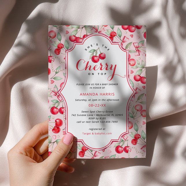 She’s the Cherry on Top Baby Shower Invite (Cherry Baby Shower Invite)
