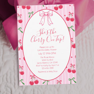 She’s the Cherry On Top Line Art Baby Shower Invitation