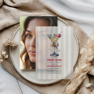 She’s the Cherry on Top Vellum Martini Birthday Invitations