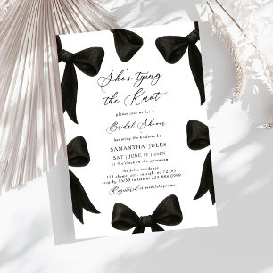 She’s Tying the Knot black bow bridal shower Invitation