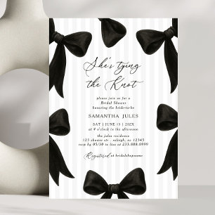 She’s Tying the Knot black bow bridal shower Invitation