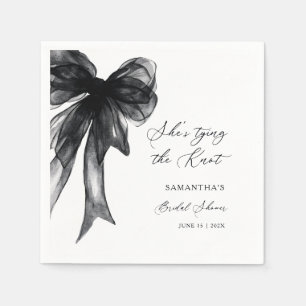 She’s Tying The Knot Black Bow Bridal Shower Napkin