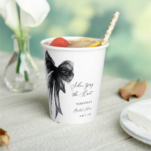 She’s Tying The Knot Black Bow Bridal Shower Paper Cups
