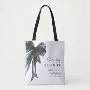 She’s Tying The Knot Black Bow Bridal Shower Tote Bag