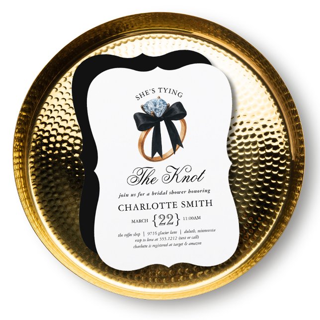 She’s Tying the Knot Black Bow Ring Bridal Shower Invitation (She’s Tying the Knot Black Bow Diamond Ring Bridal Shower Invitation
#shestyingtheknot)