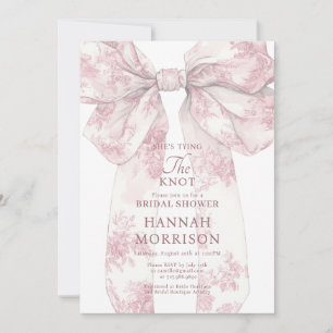 She’s Tying the Knot Blush Toile Bow Bridal Shower Invitation