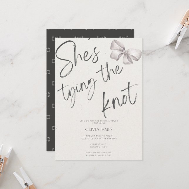 She’s tying the knot bridal shower invitation (Front/Back In Situ)