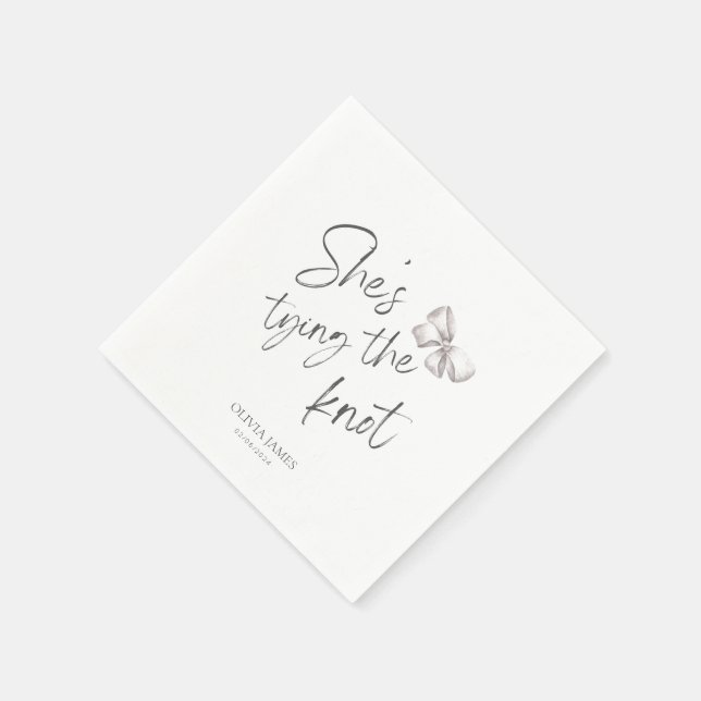 She’s tying the knot bridal shower napkin (Corner)