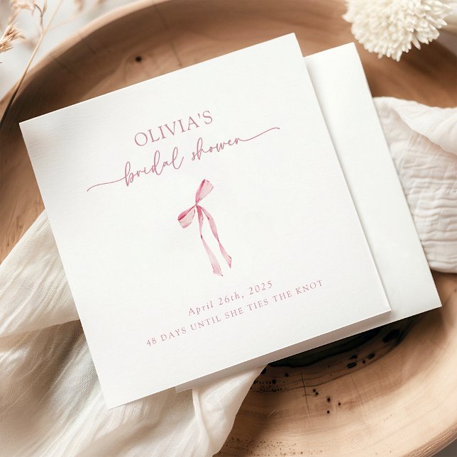 She’s Tying the Knot Coquette Bow Bridal Shower  Napkin (Creator Uploaded)