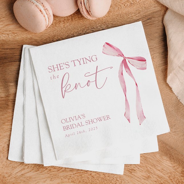 She’s Tying the Knot Coquette Bow Bridal Shower  Napkin (Creator Uploaded)