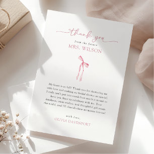 She’s Tying the Knot Coquette Bow Bridal Shower Thank You Card