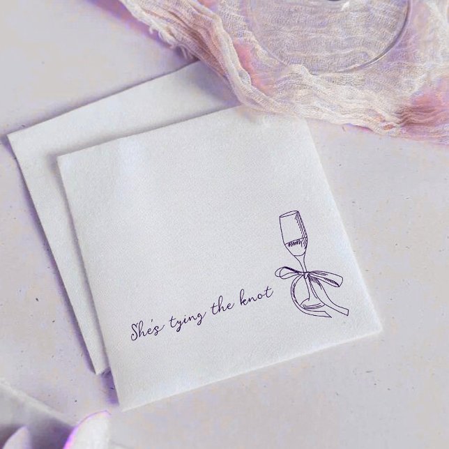 She’s Tying the Knot Elegant Bridal Shower  Napkin (Elegant lavender bridal shower napkins for a modern, romantic celebration.)