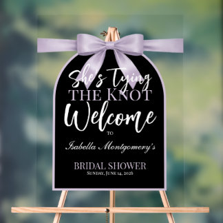 She’s Tying the Knot Lavender Bow Welcome Acrylic Sign