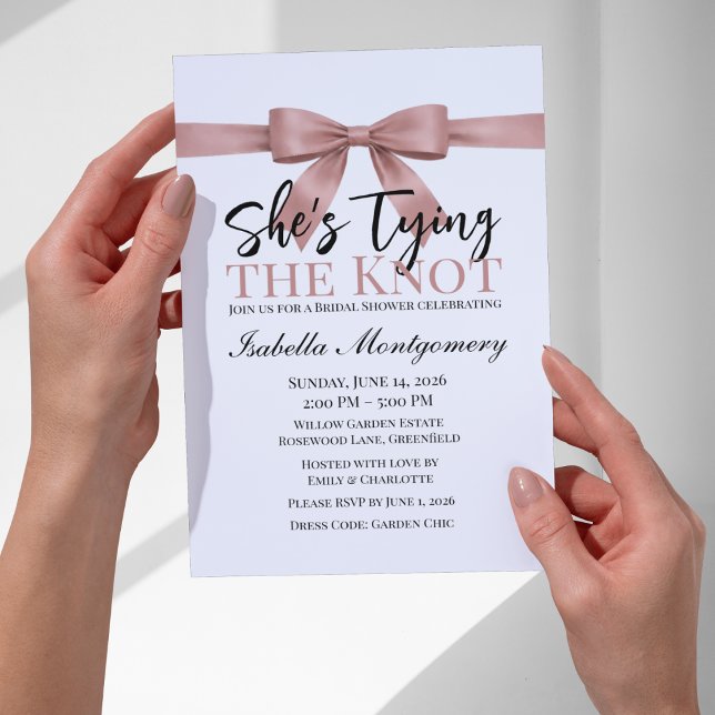 She’s Tying the Knot Theme Dusty Pink Bow Invitation (She’s Tying the Knot Theme Dusty Pink Bow Invitation
)