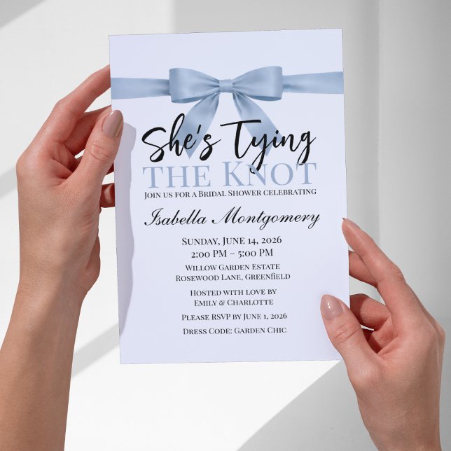 She’s Tying the Knot Theme Light Blue Bow Invitation (She’s Tying the Knot Theme Light Blue Bow Invitation
)