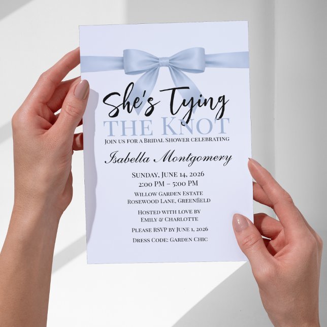 She’s Tying the Knot Theme Sky Blue Bow Invitation (She’s Tying the Knot Theme Sky Blue Bow Invitation
)