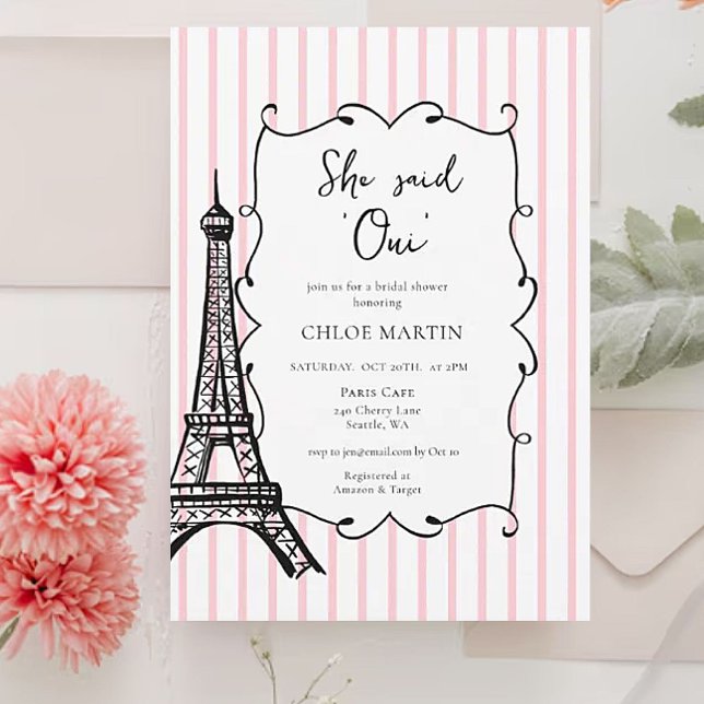 'She sai Oui' Paris French Bridal shower Invitation (Creator Uploaded)