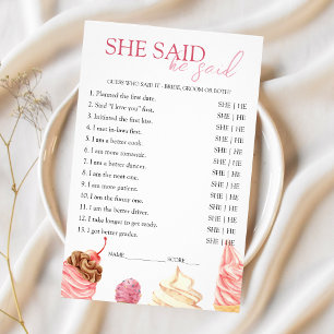 She said He said Bridal Shower Game Scooped Up Flyer