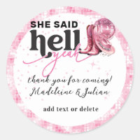 She Said Hell Yeah Pink Western Booth Hat Wedding
