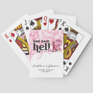 She Said Hell Yeah Pink Western Booth Hat Wedding Playing Cards