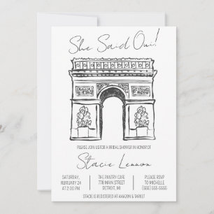 She Said Oui Paris, Arc de Triomphe, Bridal Shower Invitation