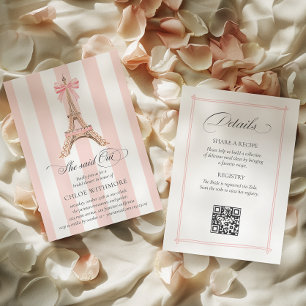 She said Oui Paris Bow Eiffel Tower QRCODE DETAILS Invitation