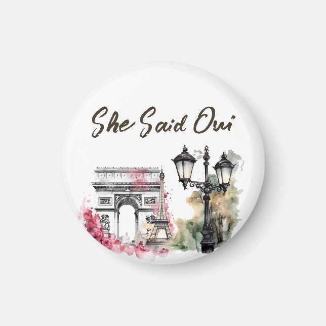 She Said Oui Paris Bridal Shower Magnet (Front)