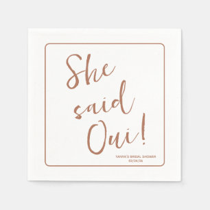 She Said Oui!  Paris, France Themed Bridal Shower Napkin