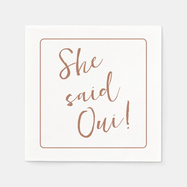 She Said Oui!  Paris, France Themed Bridal Shower Napkin (Front)