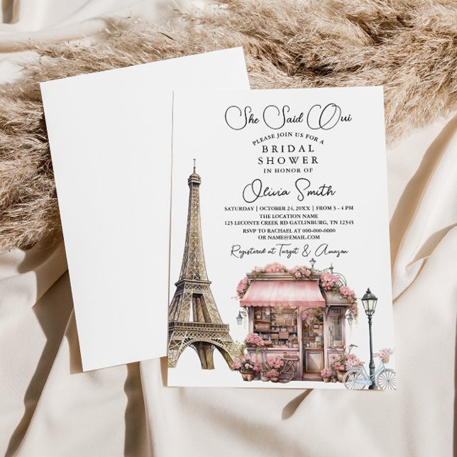 She Said Oui Paris French Cafe Bridal Shower Invitation (Creator Uploaded)