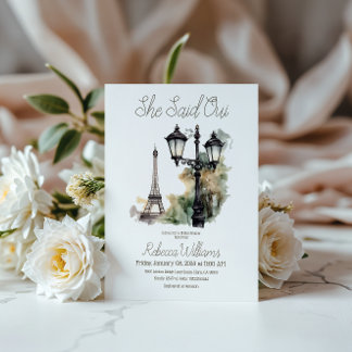 She Said Oui Parisian Bridal Shower Brunch Invitation