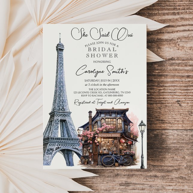 She Said Oui Parisian French Bridal Shower Invitation (Creator Uploaded)