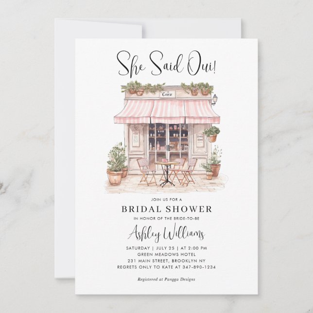 She Said Oui Yes Paris French Cafe Bridal Shower Invitation (Front)
