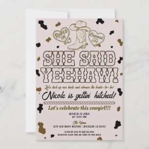 She Said Yeehaw Pink Country Cow Bridal Shower  Invitation