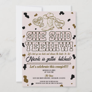 She Said Yeehaw Pink Country Cow Bridal Shower  Invitation