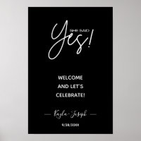 She said Yes banner black Engaged welcome Poster