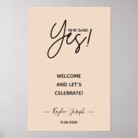 She said Yes banner Engagement welcome Poster