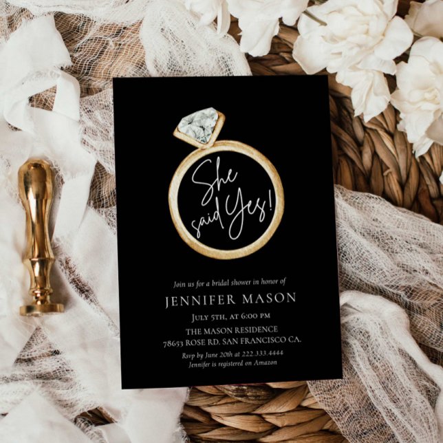 She Said Yes Bridal Shower Invitation (Creator Uploaded)