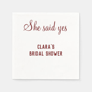 she said yes bridal shower party add name text napkin